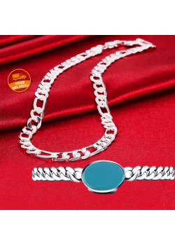 Buy 2 In 1 Bundle Offer, Best Jewelry Silver Plated Long Chain, Premium Salman Khan Style Bracelet, CH528